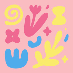 Abstract elements on a pink background