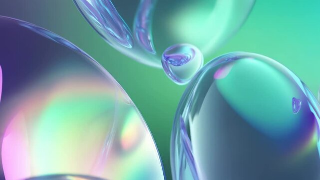 Vibrant Translucent Bubbles Against a Purple Background