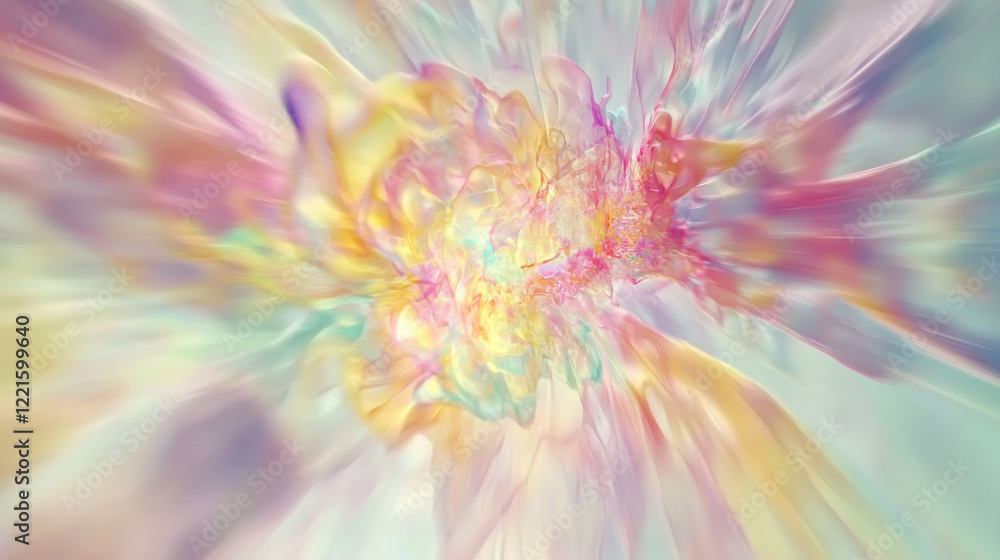 Poster vibrant abstract swirl of colors with fluid forms creating a dreamy atmosphere in a soft backdrop