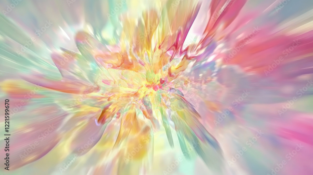 Poster vibrant abstract swirl of colors with fluid forms creating a dreamy atmosphere in a soft backdrop