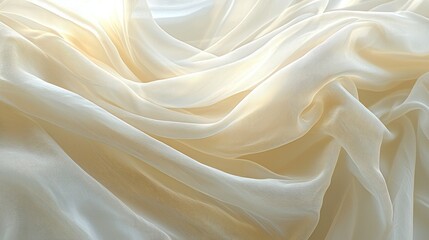 Obraz premium Sunlit ivory silk fabric drapes, textured background, design