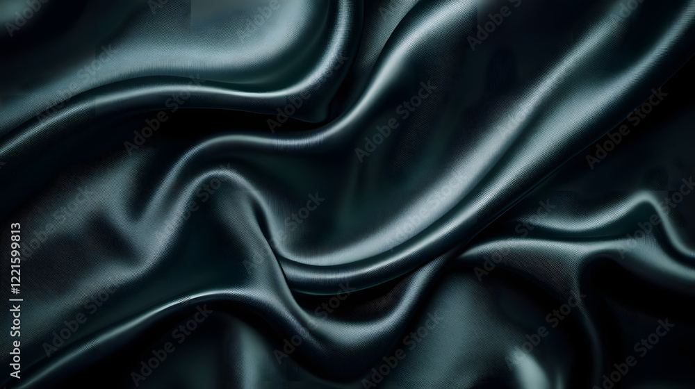 Aufkleber black silk fabric draped in soft folds creating a smooth and elegant texture for design purposes