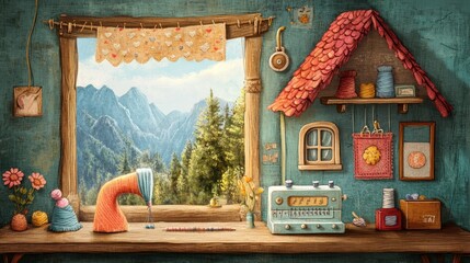 Mountain View Craft Room With Vintage Sewing Machine