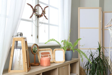 Magic attributes on shelf in witch's room