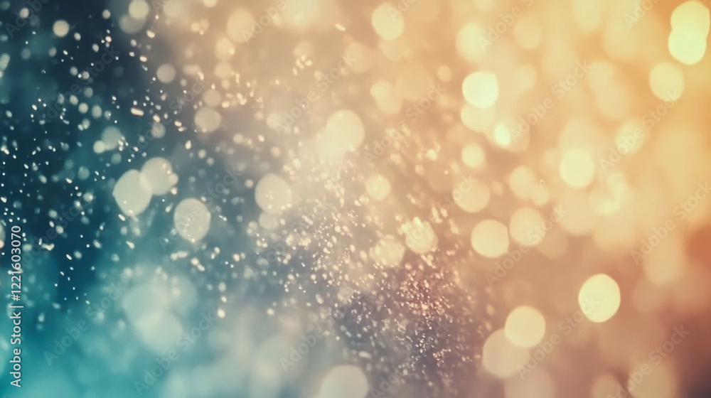 Poster sparkling particles create a stunning visual effect in soft light against a blurred background