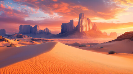 Naklejka premium dramatic desert sunset landscape