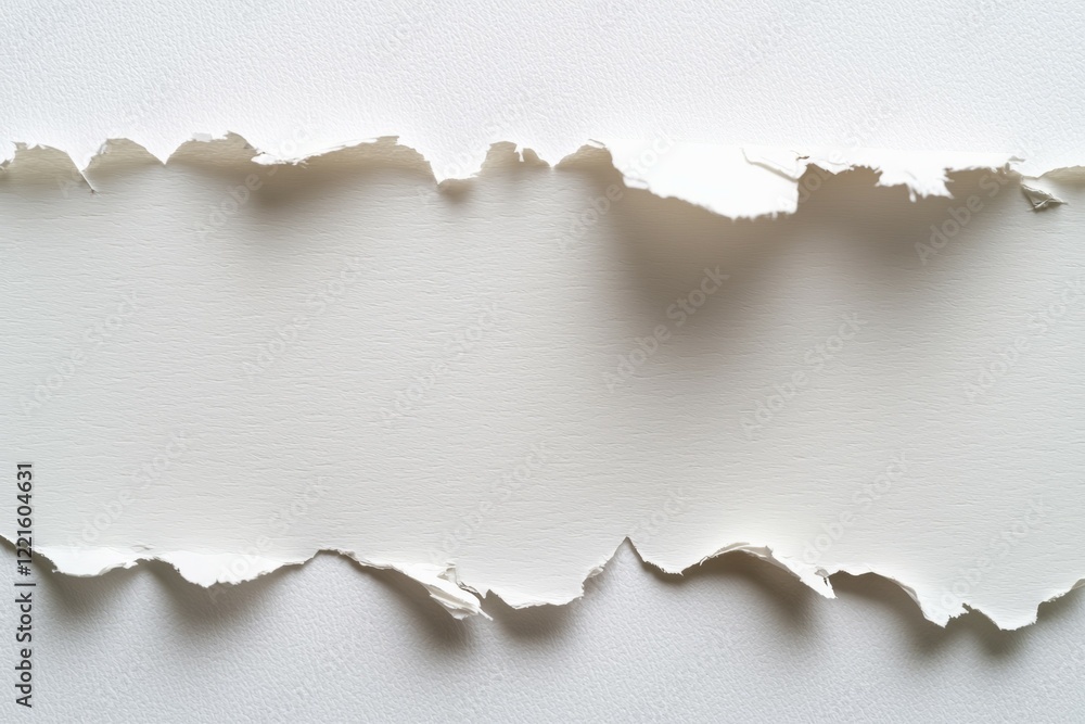 Poster white paper with a tear in it, creating a jagged line