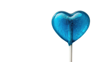 Blue heart lollipop on transparent background