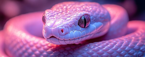 Fototapeta premium Close-up of a vibrant purple snake in detailed 3D illustration