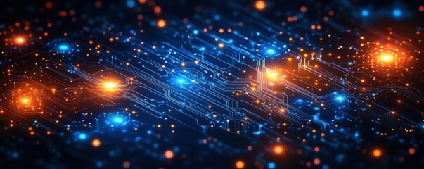 Obraz premium Abstract technology circuit board pattern with glowing lights