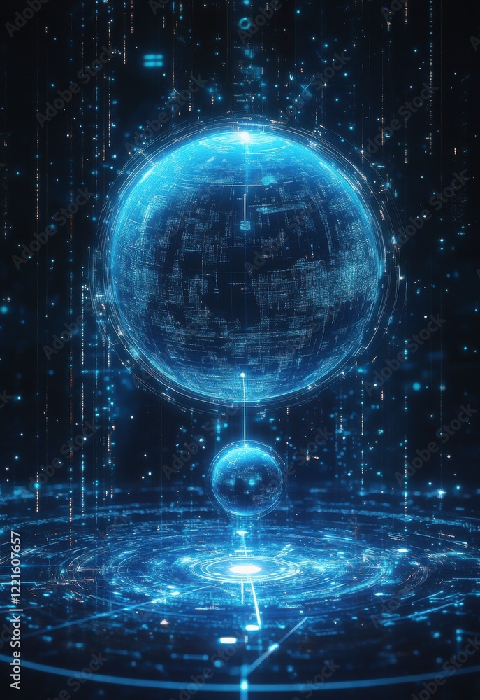 Aufkleber futuristic digital sphere surrounded by luminous circuit patterns