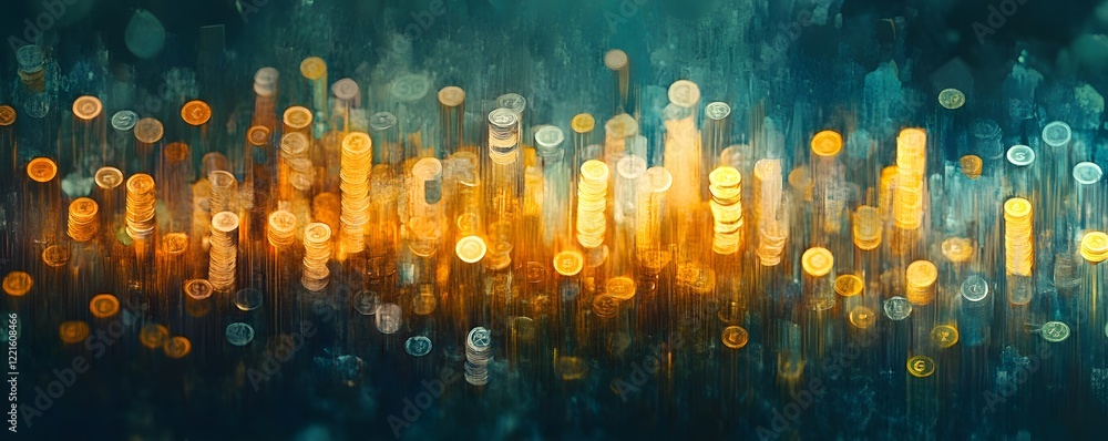 Poster a mesmerizing abstract digital background featuring vibrant orange and teal bokeh lights, creating a
