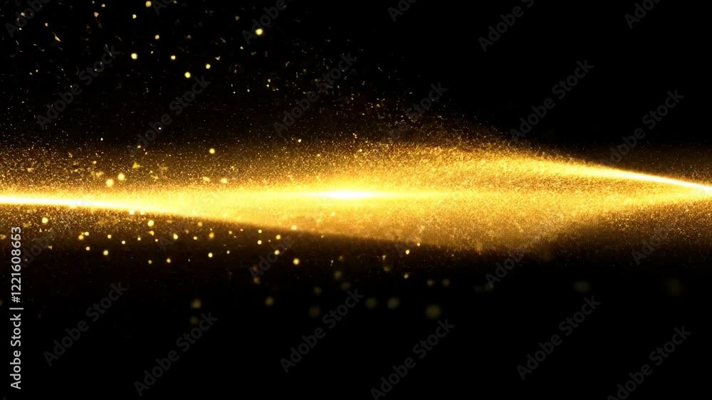 Poster golden particles swirl through the air creating a mesmerizing effect against a dark background