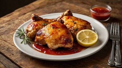 Golden Baked Chicken Thighs with Lemon, Rosemary, and Ketchup