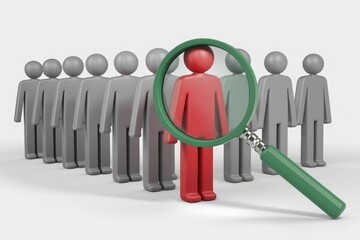 Magnified Individuality In A Line Of Gray Figures