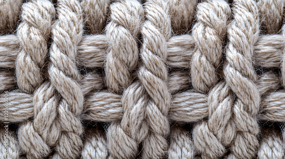 Poster close up view of a colorful knitted blanket showcasing intricate patterns and textures