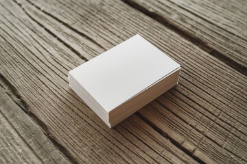 Fototapeta premium Blank White Cards Resting On An Aged Wooden Surface