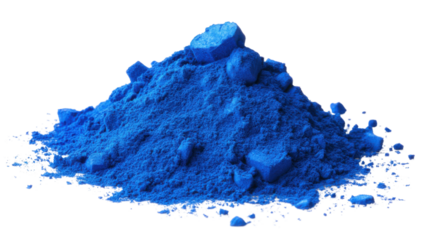 Blue holi paint color powder on transparent background