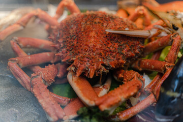 Big crab. Cooked crab. Close-up.