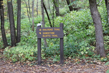 Autumn landscape with trees and lake near Interstate State Park in Taylors Falls, Minnesota. 