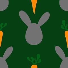 Easter eggs seamless rabbits and carrots pattern for wrapping paper and fabrics and linens and kids clothes print and spring party accessories