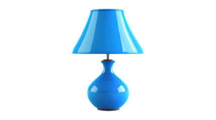 Blue desk lamp on transparent background