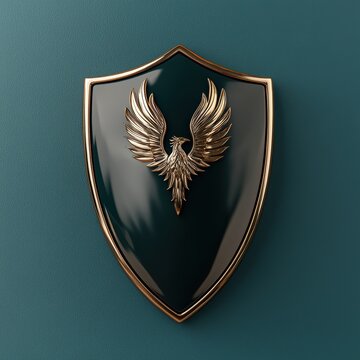 Golden phoenix emblem on a dark shield