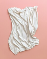 Cream-colored fabric draped elegantly on a pink background
