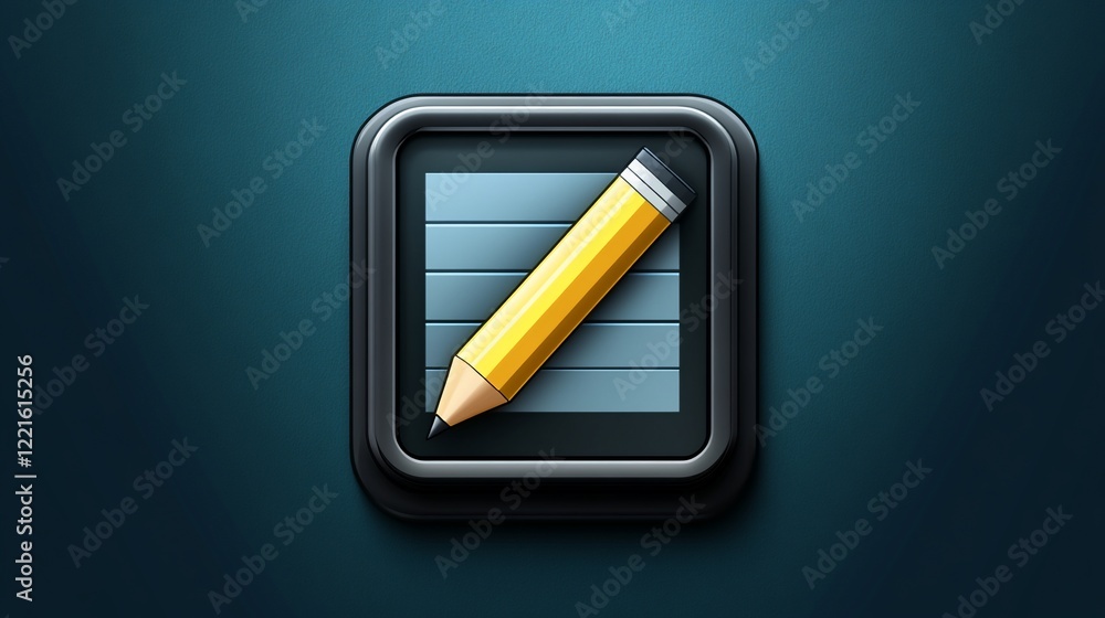 Poster notepad app icon design: a sleek digital note-taking application interface