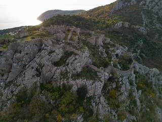Fortress in Sutomore, Montenegro - aerial view