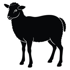 Black silhouette of a sheep on white background