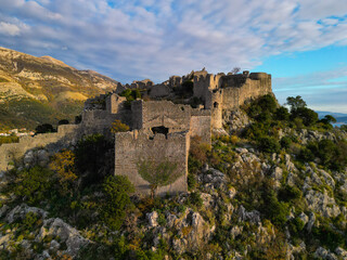 Obraz premium Fortress in Sutomore, Montenegro - aerial view