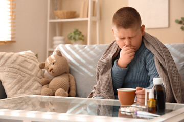 Sick little boy at home