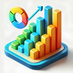 business graph with arrow in isolated background