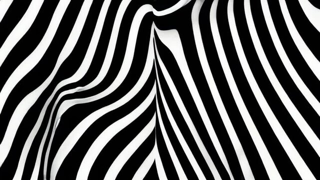 A zebra's stripes are shown in black and white. The stripes are very close together, creating a sense of depth and texture. The image conveys a feeling of movement and energy