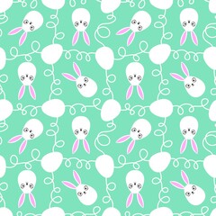 Obraz premium Easter eggs seamless rabbits pattern for wrapping paper and fabrics and linens and kids clothes print and spring party accessories