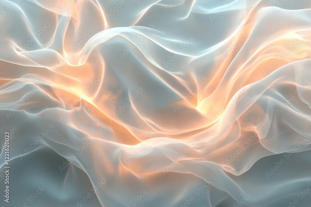 Poster soft fabric flowing gently with warm light creating an ethereal atmosphere