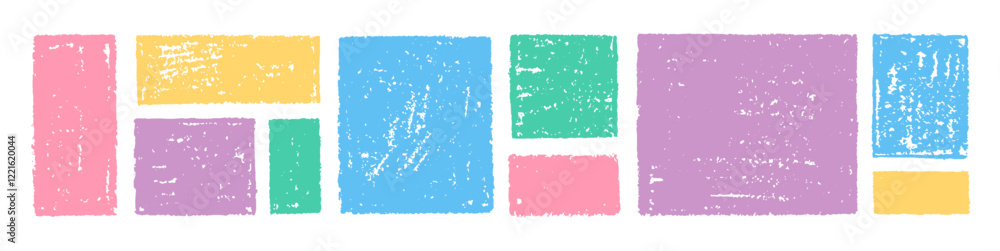 Fototapete frame box with brush crayon texture. square shape for text. color vector background. paint border, c
