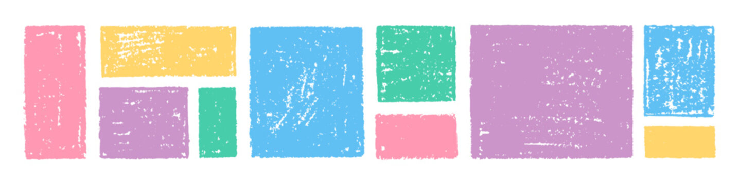 Frame box with brush crayon texture. Square shape for text. Color vector background. Paint border, cute hand drawn paper design. Doodle stroke, rectangle pastel or chalk elements. Brush frame box bg