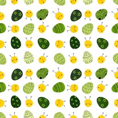 Easter chicken seamless birds pattern for wrapping paper and fabrics