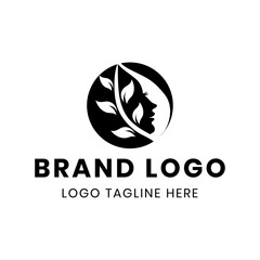 Minimal beauty feminine botanical floral branch and logo. Hand drawn circle wedding herb, homeplant with elegant leaves. Botanical rustic trendy greenery