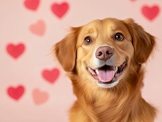 Dog with a pink background and a heart on it