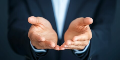 Obraz premium Man is holding his hands out in a gesture of support