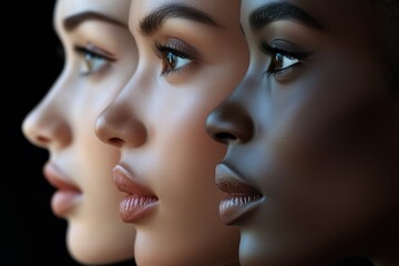 Profiles of diverse women featuring women of different ethnicities showcasing natural beauty on international women's day