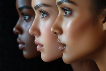 Profiles of diverse women featuring women of different ethnicities showcasing natural beauty on international women's day