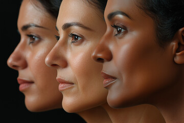 Profile of mature women showcasing natural beauty and aging gracefully on international women's day