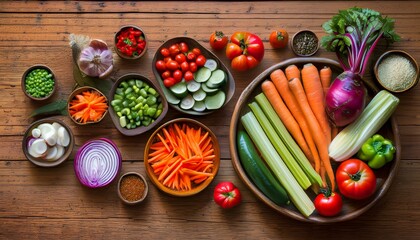 A vibrant array of fresh vegetables,  ready for cooking.