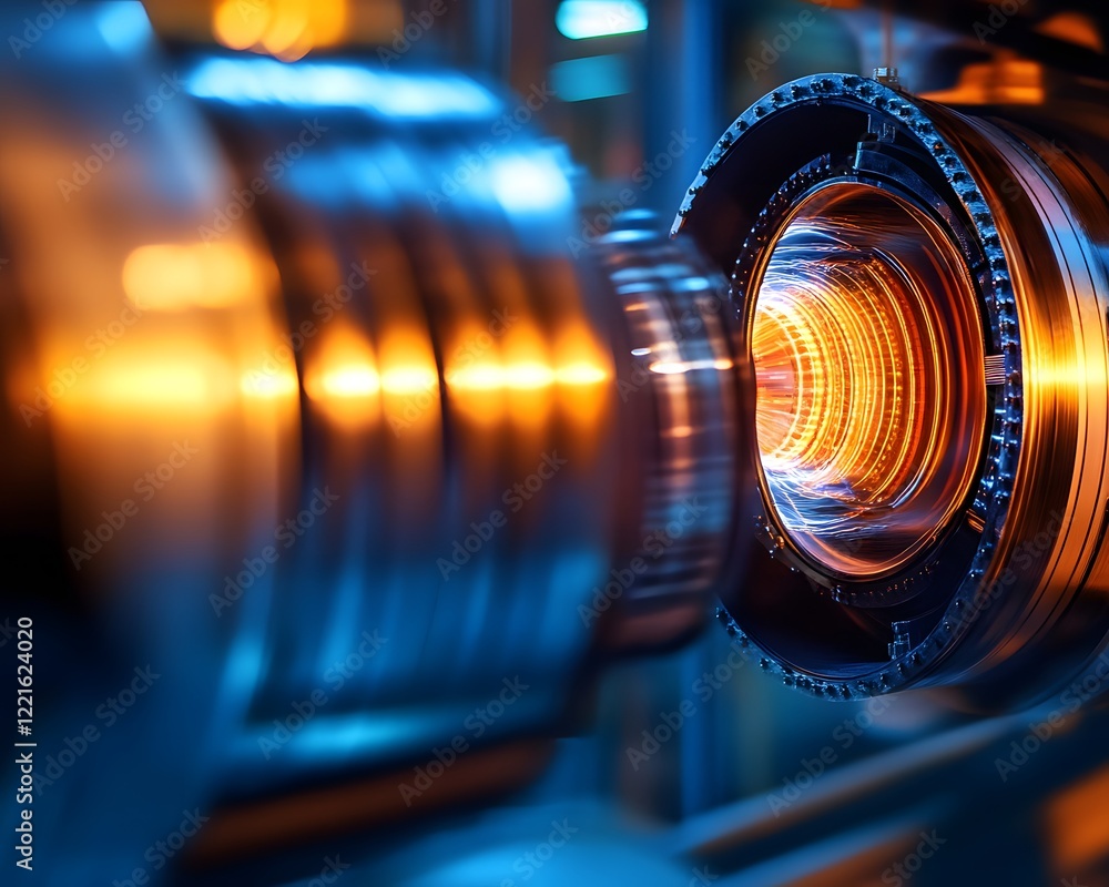Poster close-up of an industrial machine part demonstrating advanced engineering and technology. vibrant li