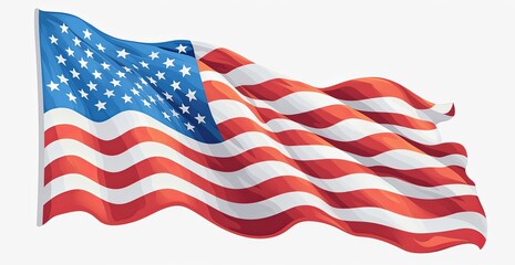 Fototapeta premium American flag with red and blue colors, white stars at the top, and a white border around the graphic on a white background.