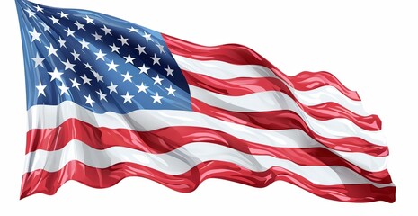 Obraz premium American flag with red and blue colors, white stars at the top, and a white border around the graphic on a white background.